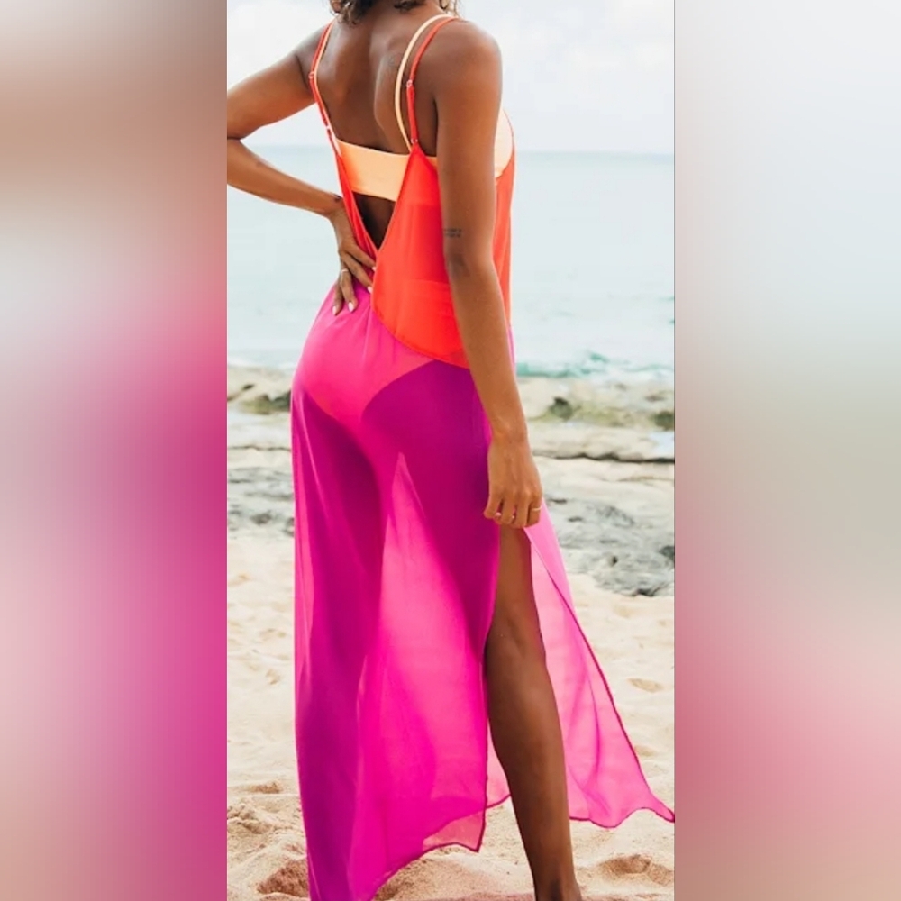 Lulus Sz Medium Seaside Retreat Maxi Cover-Up Dress - Picture 2 of 9